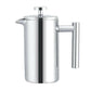 Stainless steel French pressure coffee pot with cylindrical body and plunger lid