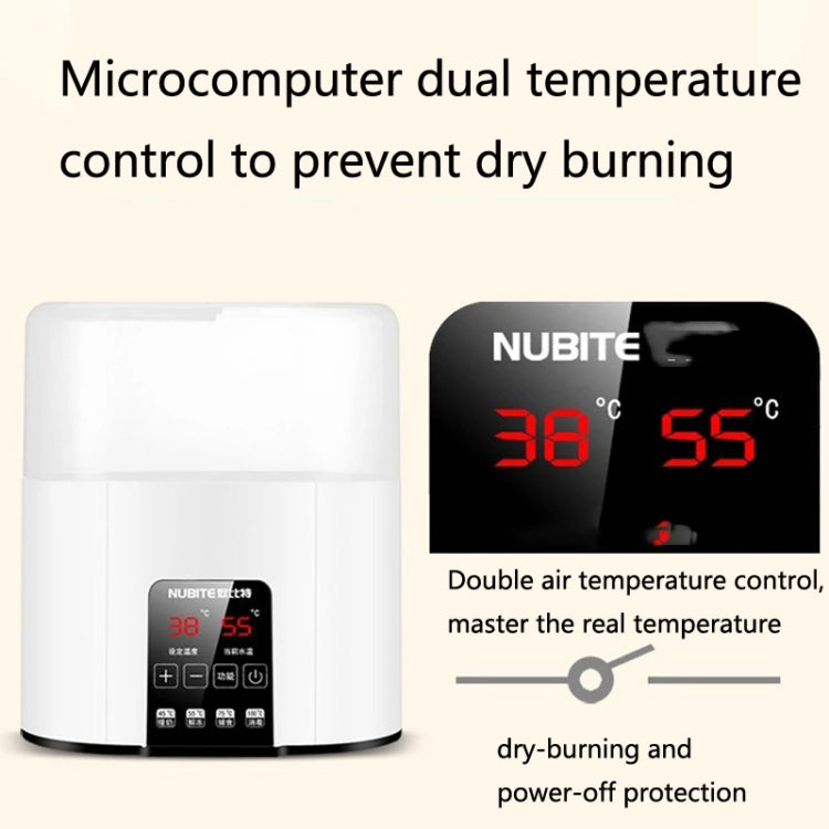 NUBITE N20 double bottle warmer with dual temperature LED display, white unit