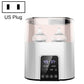 US plug double bottle warmer sterilizer with clear lid and two baby bottles, white base
