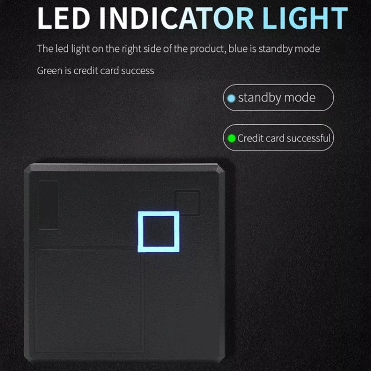 Black card reader showing blue standby indicator light on front panel
