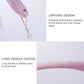 Long-handle bath massage brush with hanging lanyard, pink handle and rounded head