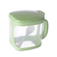 Light green plastic seasoning box with handle, clear body, and flip lid
