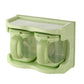 Light green plastic seasoning organizer with 2 hinged compartments (1 grid)