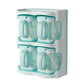 Teal plastic seasoning organizer with 4 hinged compartments (2 grids)