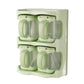 Light green plastic seasoning organizer with 4 hinged compartments (2 grids)