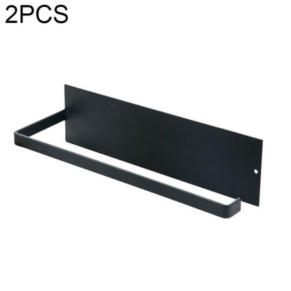 Wall-mounted roll holder towel rack, matte black metal shelf with end mounts