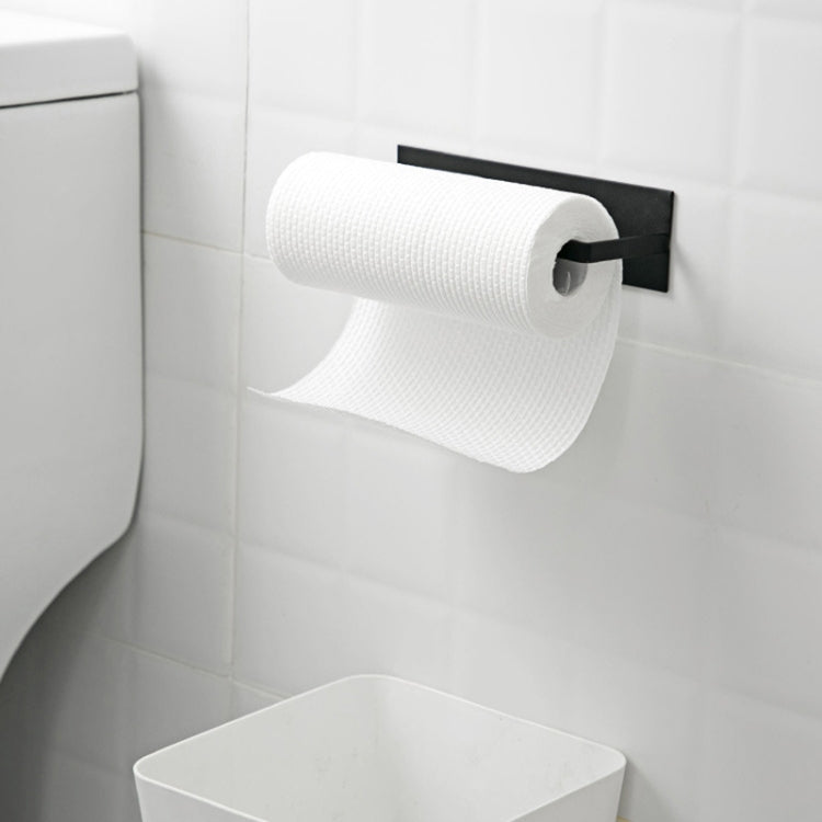 Wall-mounted roll holder towel rack in matte black with toilet paper roll