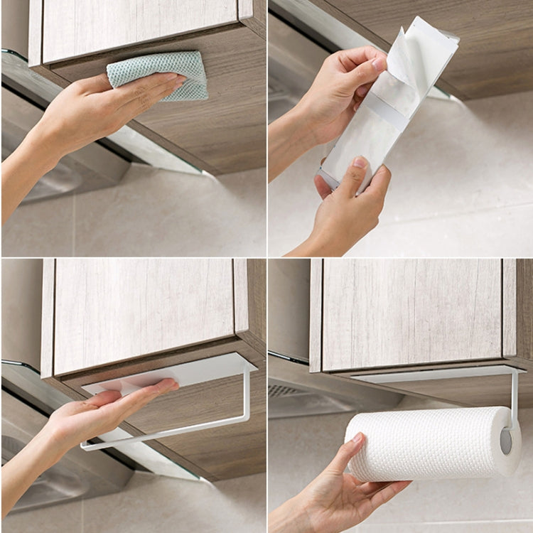 Wall-mounted roll holder towel rack installation with hands on the mount