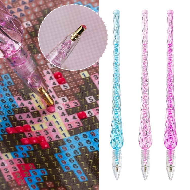 Diamond painting pen set in blue, pink, and purple with metal tips