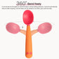 Baby learning bent spoon and fork set with pink scoops and orange handles