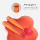 Baby learning orange spoon and fork set with pink spoons and grooved handle