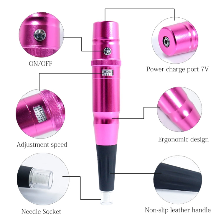 Pink semi-permanent tattoo pen with ergonomic non-slip handle