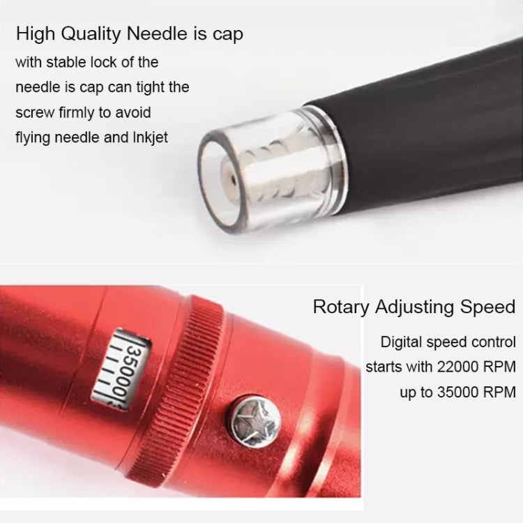 Black semi-permanent tattoo pen with metal needle cap and tip
