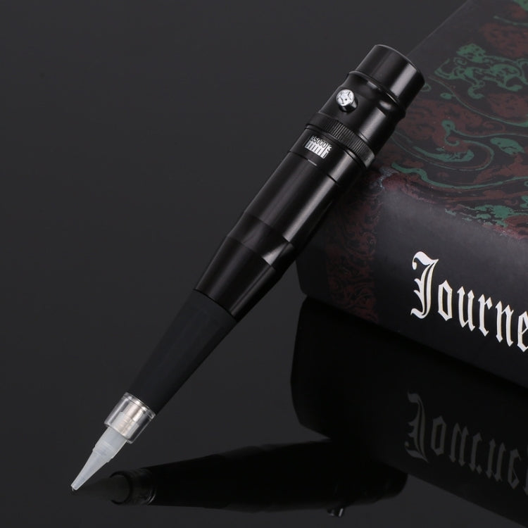Black semi-permanent tattoo pen instrument with needle tip and metal grip