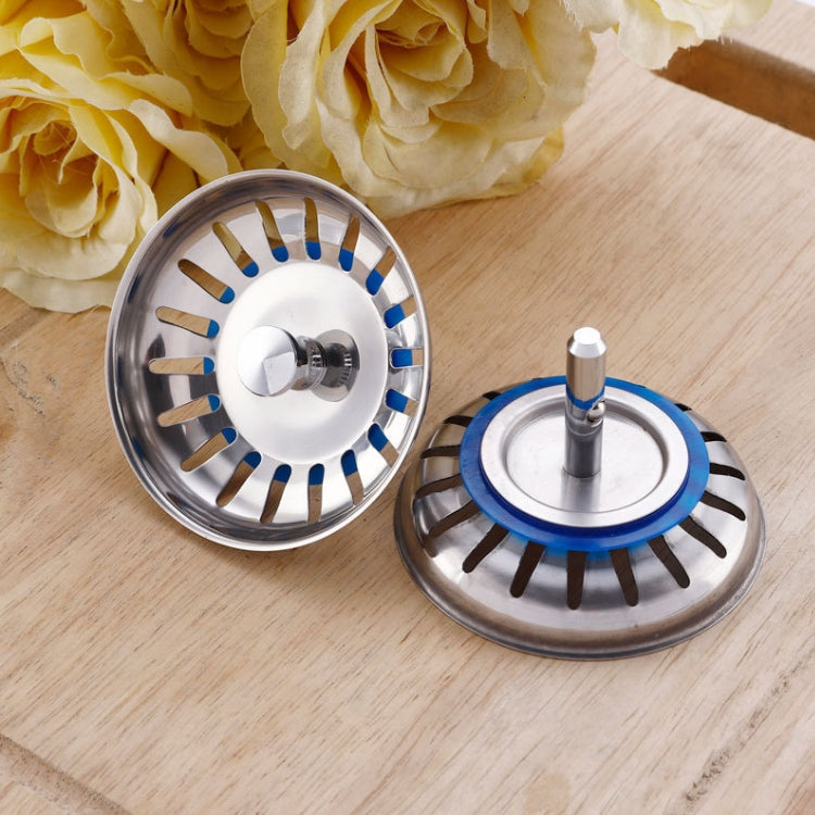 Stainless steel washbasin filter cover, round strainer with blue ring accents