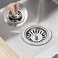 Stainless steel washbasin filter cover installed in sink drain, round strainer