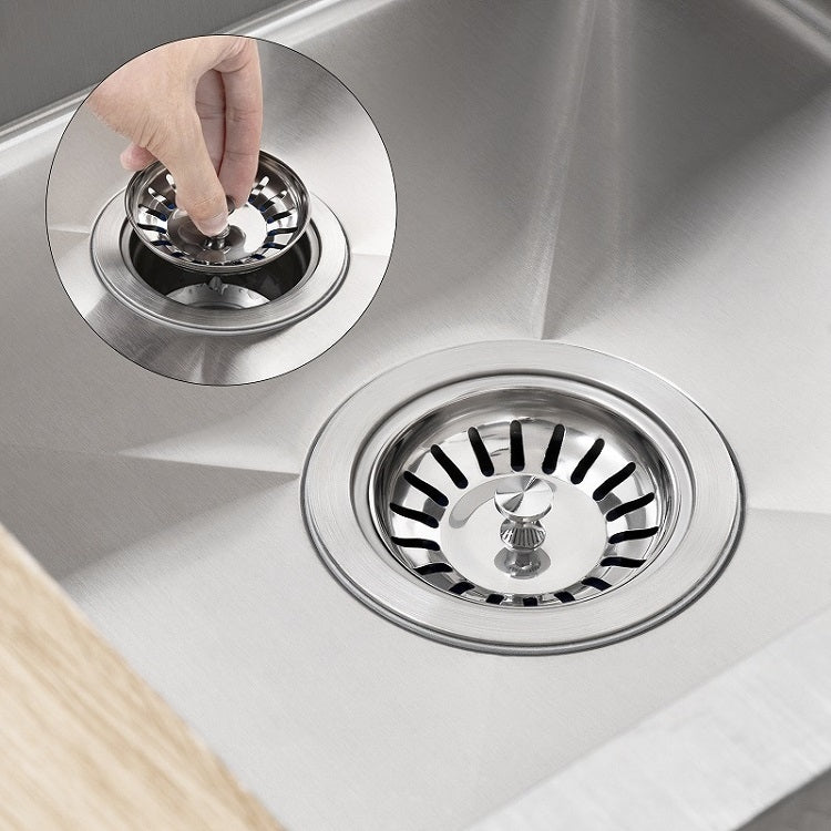 Stainless steel washbasin filter cover installed in sink drain, round strainer