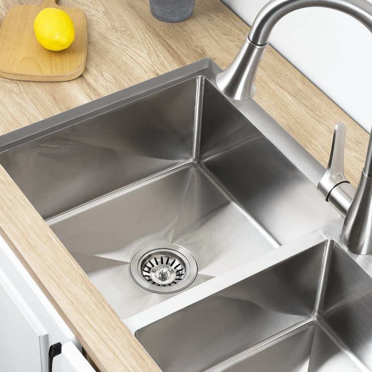 Stainless steel washbasin filter cover in square sink drain with round strainer
