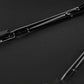 Black automatic umbrella fabric with metal trim along the edge and ribs