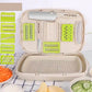 Multi-function folding plastic cutting board set with beige base and green cutting inserts