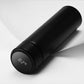 Black smart temperature display vacuum flask, front view with LED temperature readout