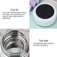White vacuum flask lid and open stainless-steel cup insert with fine mesh strainer