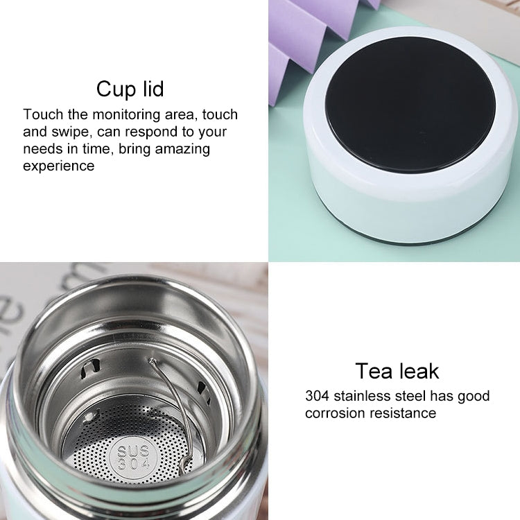 White vacuum flask lid and open stainless-steel cup insert with fine mesh strainer