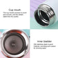 Open stainless-steel vacuum flask mouth and inner base viewed from above