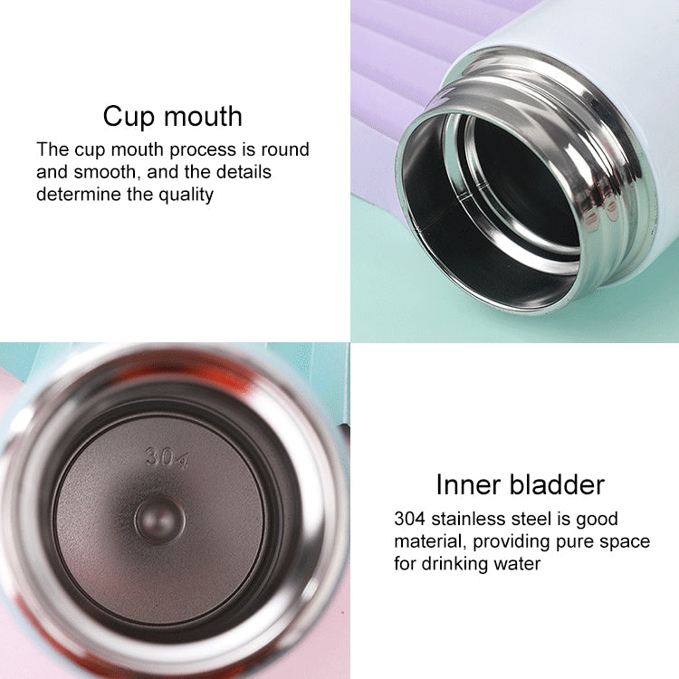 Open stainless-steel vacuum flask mouth and inner base viewed from above