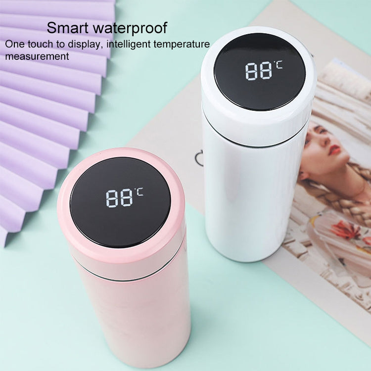 White and pink smart temperature display vacuum flasks with LED temperature readout
