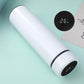 White smart temperature display vacuum flask with circular LED screen on the bottom