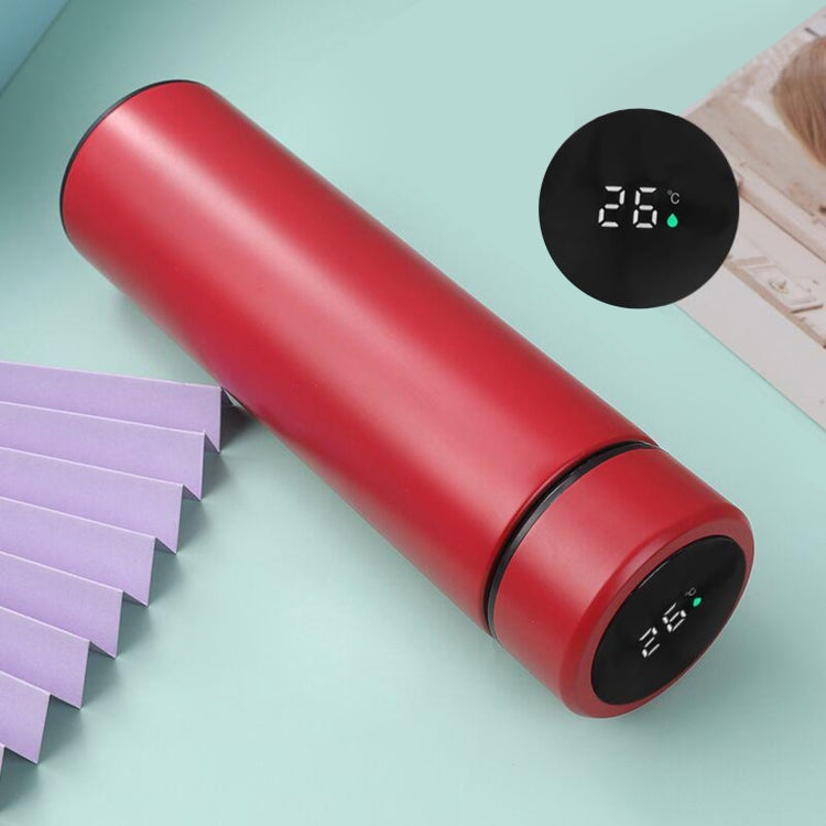 Red smart temperature display vacuum flask with circular LED temperature screen