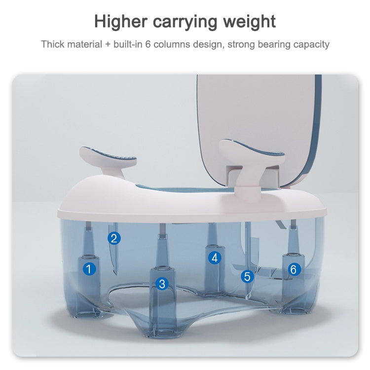 Children’s potty toilet seat underside with six support columns, open cover