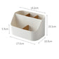 Compact white plastic multi-compartment storage box with three sections