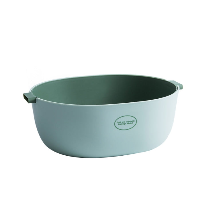 Light green plastic vegetable drain basket bowl with side handles