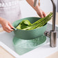 Light green double-dish vegetable drain basket with stacked bowls and side handles