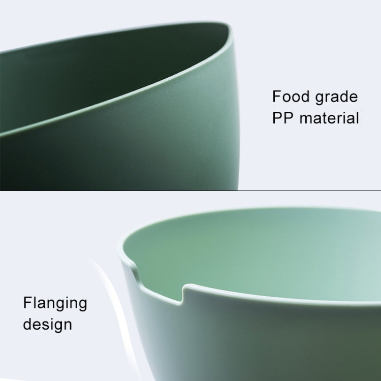 Light green plastic drain basket with flanged rim design