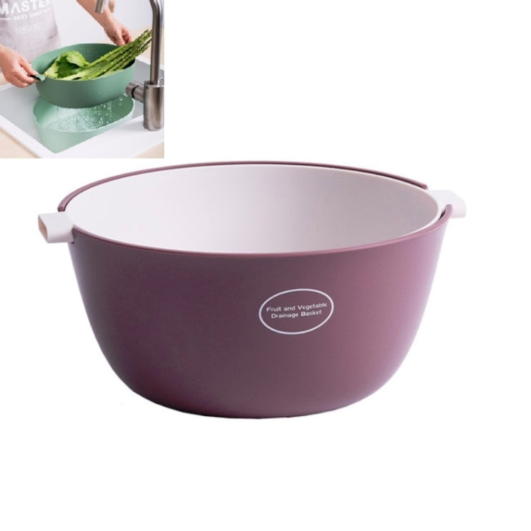 Maroon round plastic vegetable drain basket with side carry handles