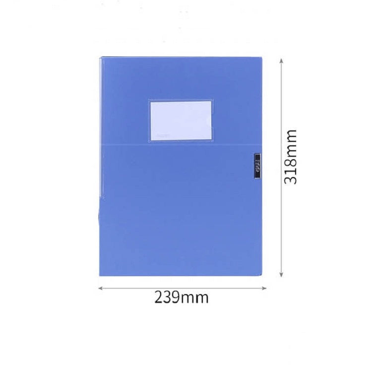 Blue A4 plastic file box, 239x318mm with front label window