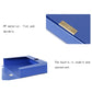 Blue PP plastic file box with metal label tag and snap-stable lid