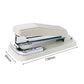 White portable stapler with chrome stapling mechanism and compact base