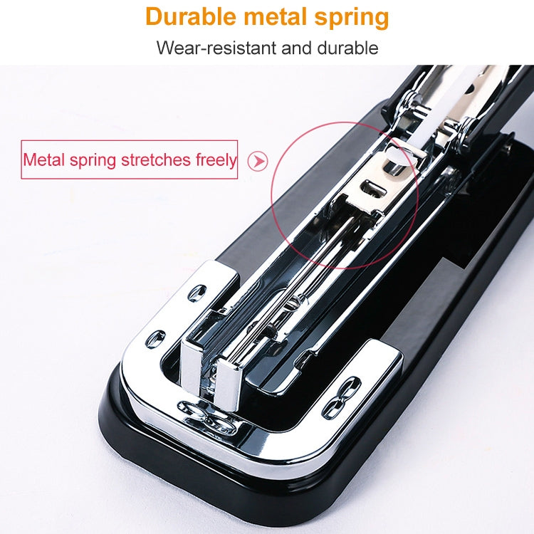 Black stapler base with exposed metal spring and internal components