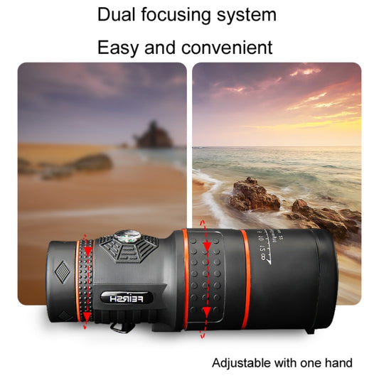 FEIRSH night vision monocular showing adjustable focus ring and eyepiece