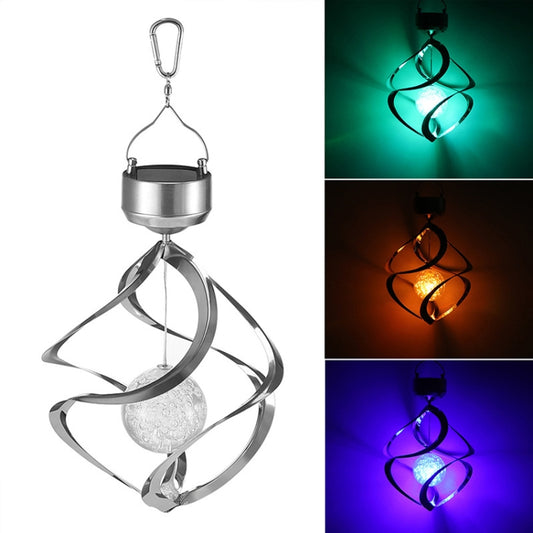 Stainless steel hanging solar wind chime lamp with small frosted glass bulb