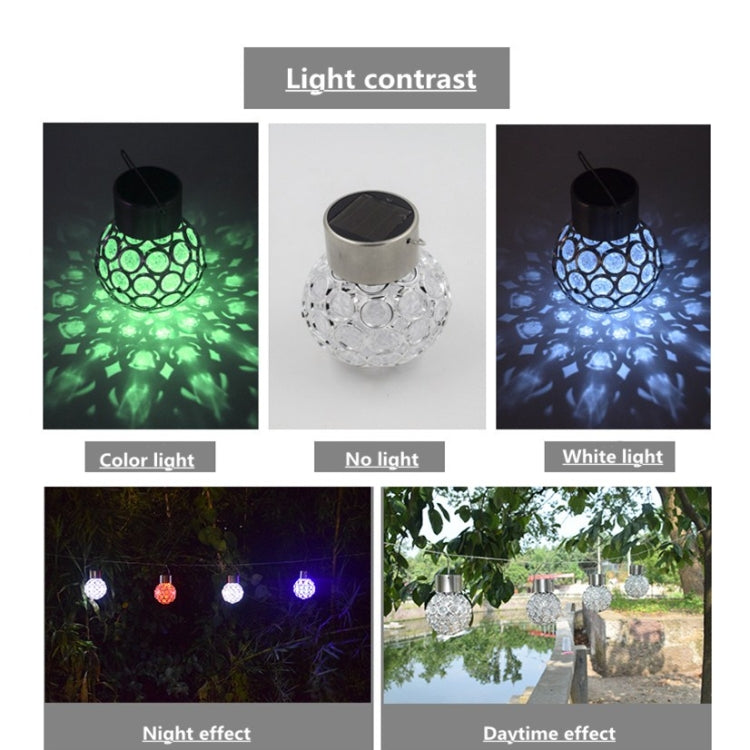Solar hollow decorative ball lights showing color and white lighting effects