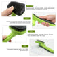 Green self-clean pet hair comb with black bristles and steel needle teeth
