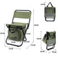 Olive folding chair with backrest and storage bag with size dimensions