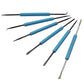 Set of 6 welding tools with blue handles, black probes, and wire brush tips