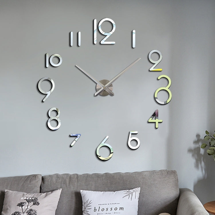 Silver acrylic wall clock with raised 3D numbers and crossed hands