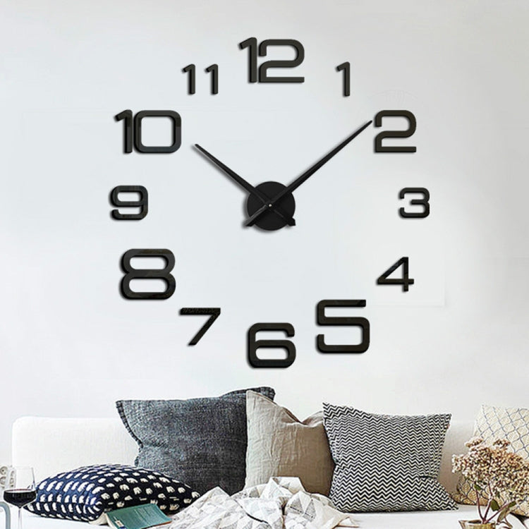 Black digital acrylic wall clock with three hands and raised number markers